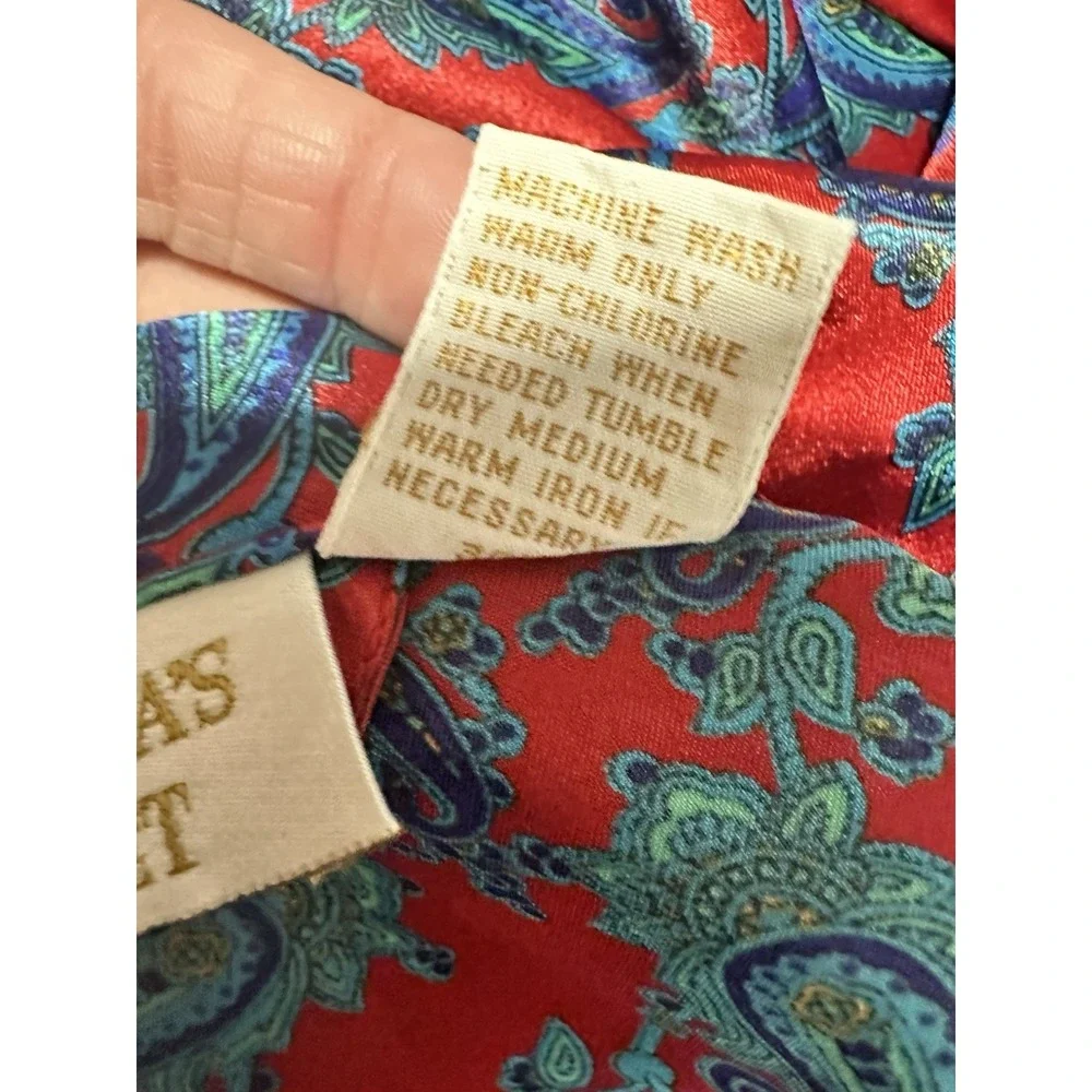 VTG Victoria's Secret Gold Label Paisley Kimono Robe - Red Jewel Tone 80s/90s OS